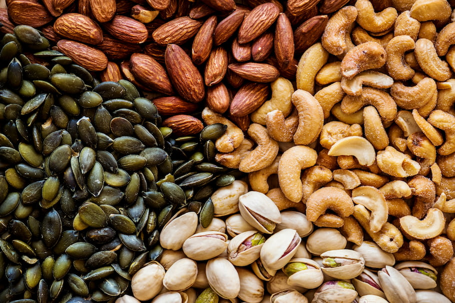 almonds pumpkin seeds cashews pistachios nuts